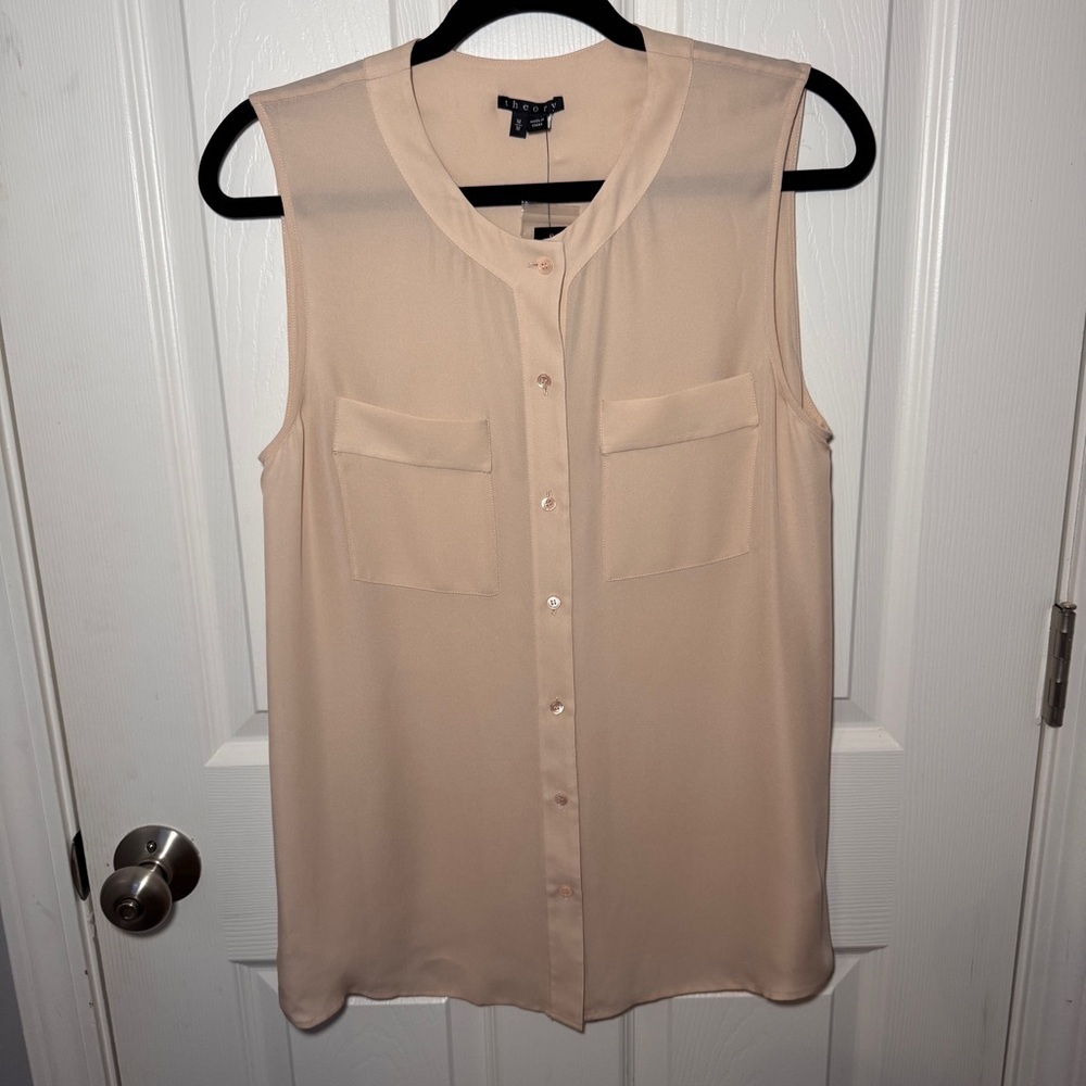 NWT Theory Hetalla Silk Button Down Sleeveless Top